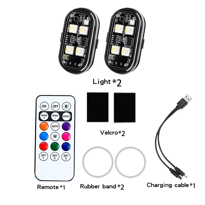 2/4/6Pcs Wireless Remote Control LED Strobe Light for Car Auto Motorcycle Bike Drone Scooter Anti-Collision Warning Lamp Flash