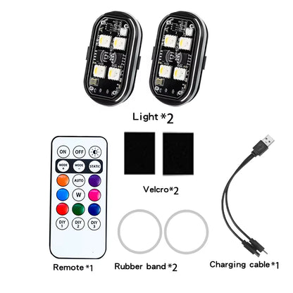 2/4/6Pcs Wireless Remote Control LED Strobe Light for Car Auto Motorcycle Bike Drone Scooter Anti-Collision Warning Lamp Flash