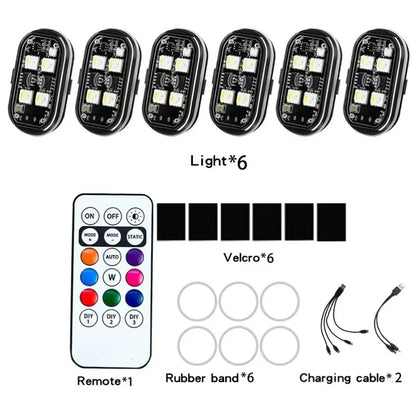 2/4/6Pcs Wireless Remote Control LED Strobe Light for Car Auto Motorcycle Bike Drone Scooter Anti-Collision Warning Lamp Flash