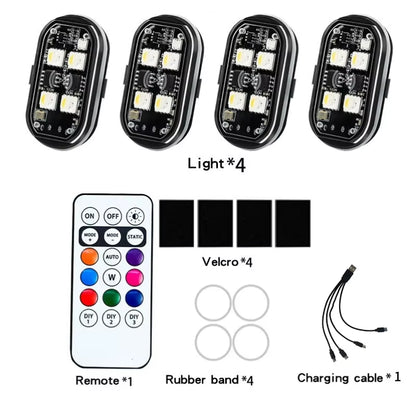 2/4/6Pcs Wireless Remote Control LED Strobe Light for Car Auto Motorcycle Bike Drone Scooter Anti-Collision Warning Lamp Flash