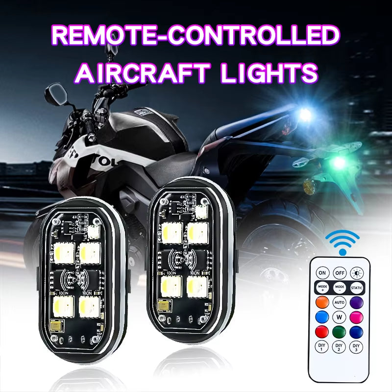 2/4/6Pcs Wireless Remote Control LED Strobe Light for Car Auto Motorcycle Bike Drone Scooter Anti-Collision Warning Lamp Flash