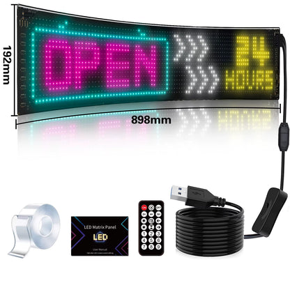 LED Sign Matrix Pixel Panel Scrolling Bright Led Eyes for Truck Signboard Flexible USB LED Car Sign Bluetooth App DIY Control
