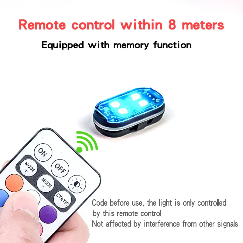 2/4/6Pcs Wireless Remote Control LED Strobe Light for Car Auto Motorcycle Bike Drone Scooter Anti-Collision Warning Lamp Flash
