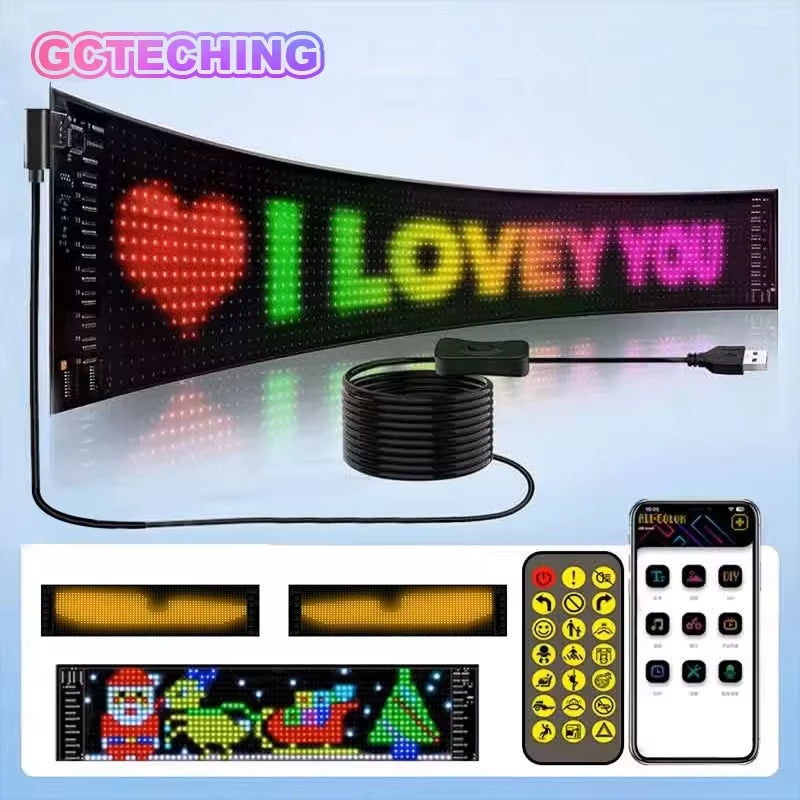 LED Sign Matrix Pixel Panel Scrolling Bright Led Eyes for Truck Signboard Flexible USB LED Car Sign Bluetooth App DIY Control